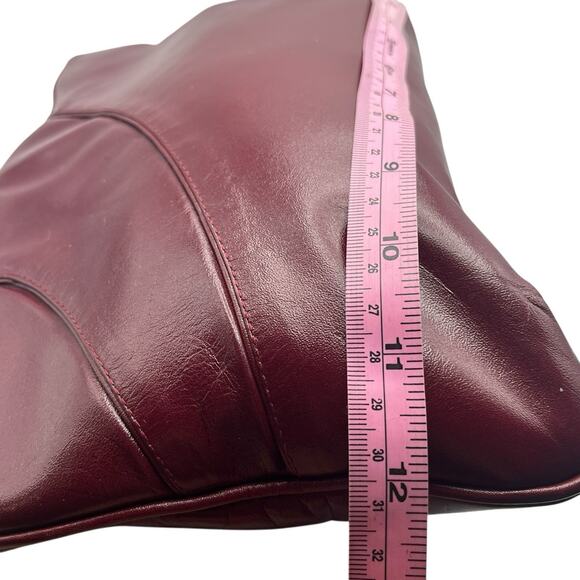 Vintage Nordstrom Clutch Purse Handbag Maroon Leather Made in Brazil 1970s 80s - Picture 8 of 9